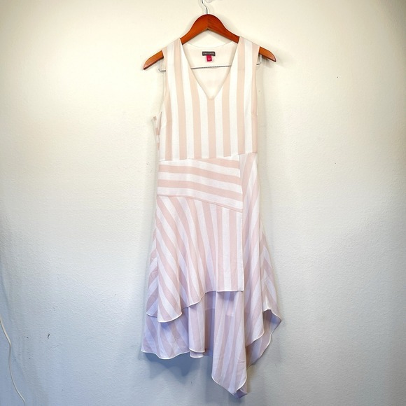 Vince Camuto Dresses & Skirts - Vince Camuto Womens Sleeveless Asymmetrical Dress Size 4 Pink/White Event Spring